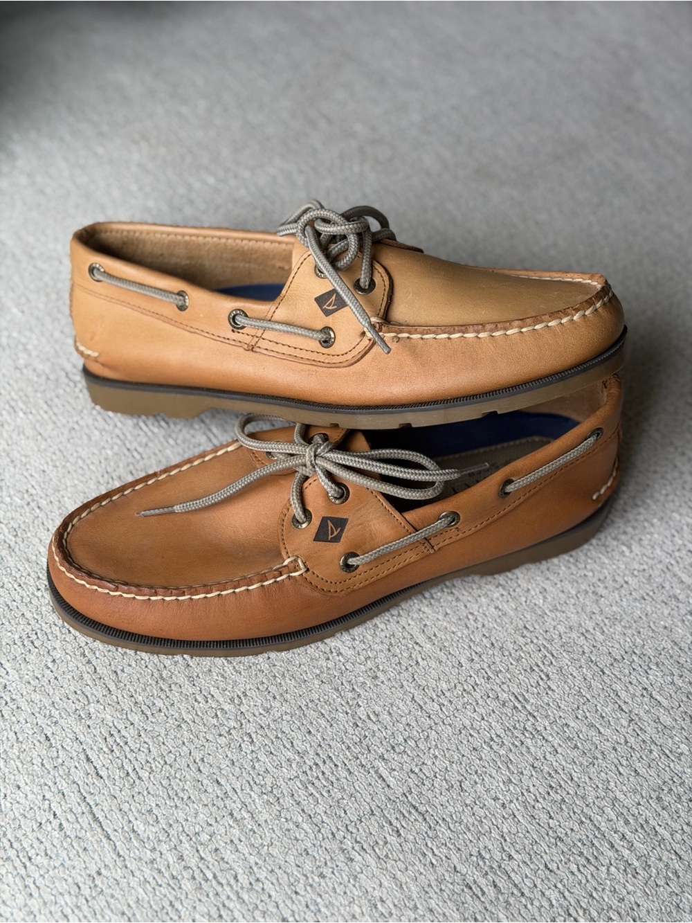 Men's Size 8.5W Tan 100% Leather Sperry Boat Shoes